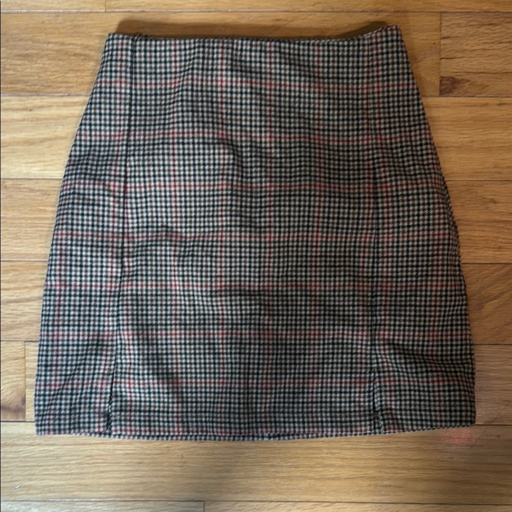 Brandy Melville Checkered Pencil Skirt - Brown and Red